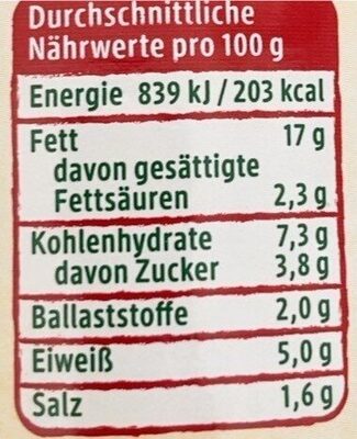 Viva il gusto tomate käse Aufstrich - Nutrition facts