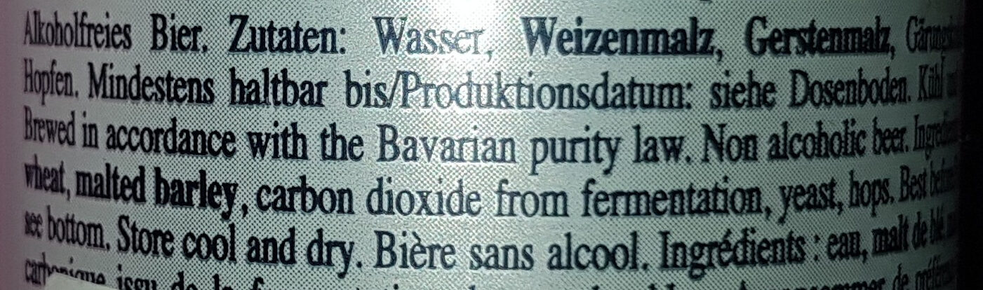 Hefe Weissbier Non Alcoholic - Ingredients