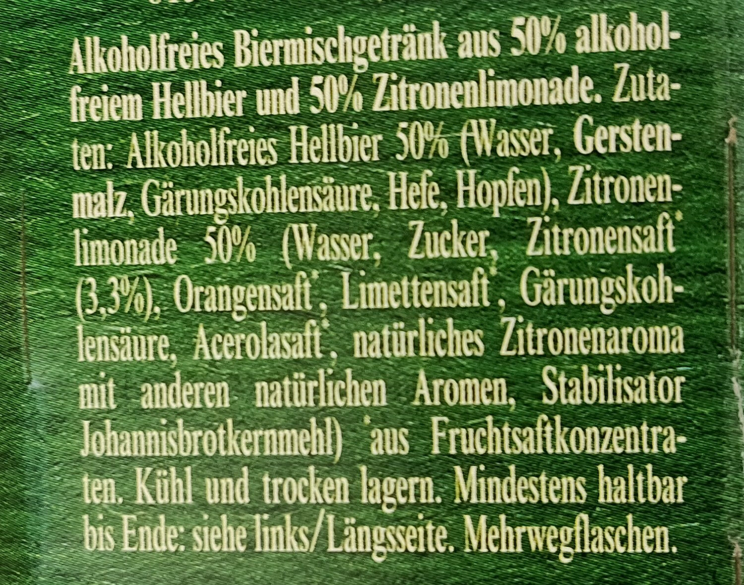 Natur Radler alkoholfrei - Ingredients - de