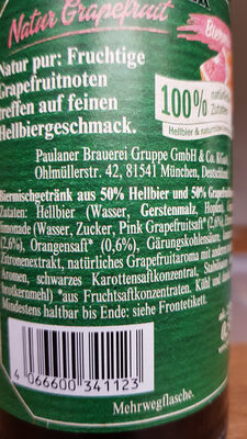 Natur Grapefruit Biermix - Ingredients - de