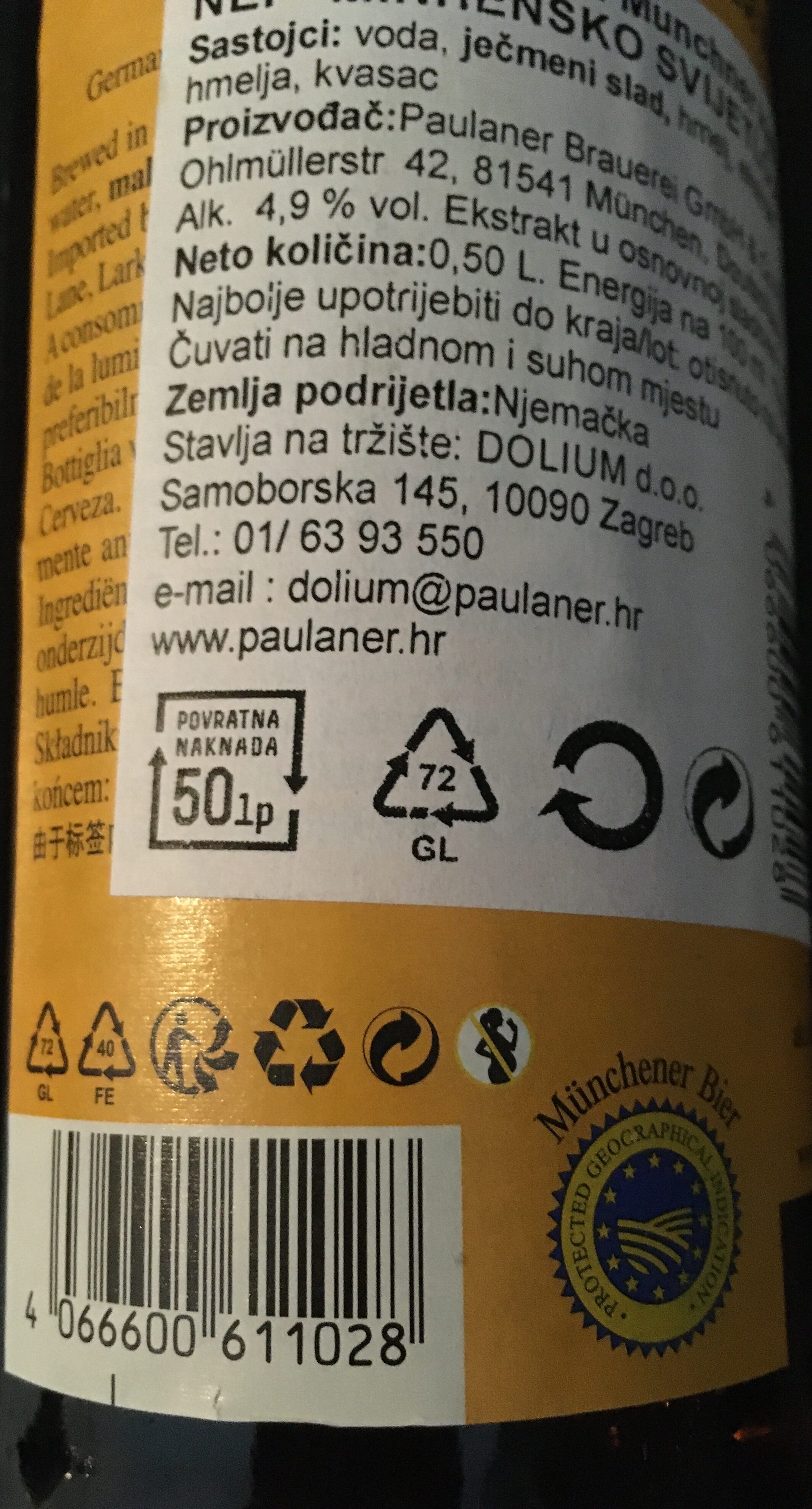 Paulaner Müncher hell - Recycling instructions and/or packaging information - hr