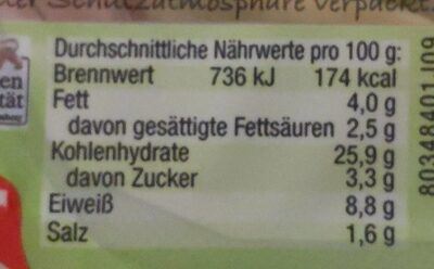 Bürger Maultaschen Frischkäse spinat, 340 g - Nutrition facts