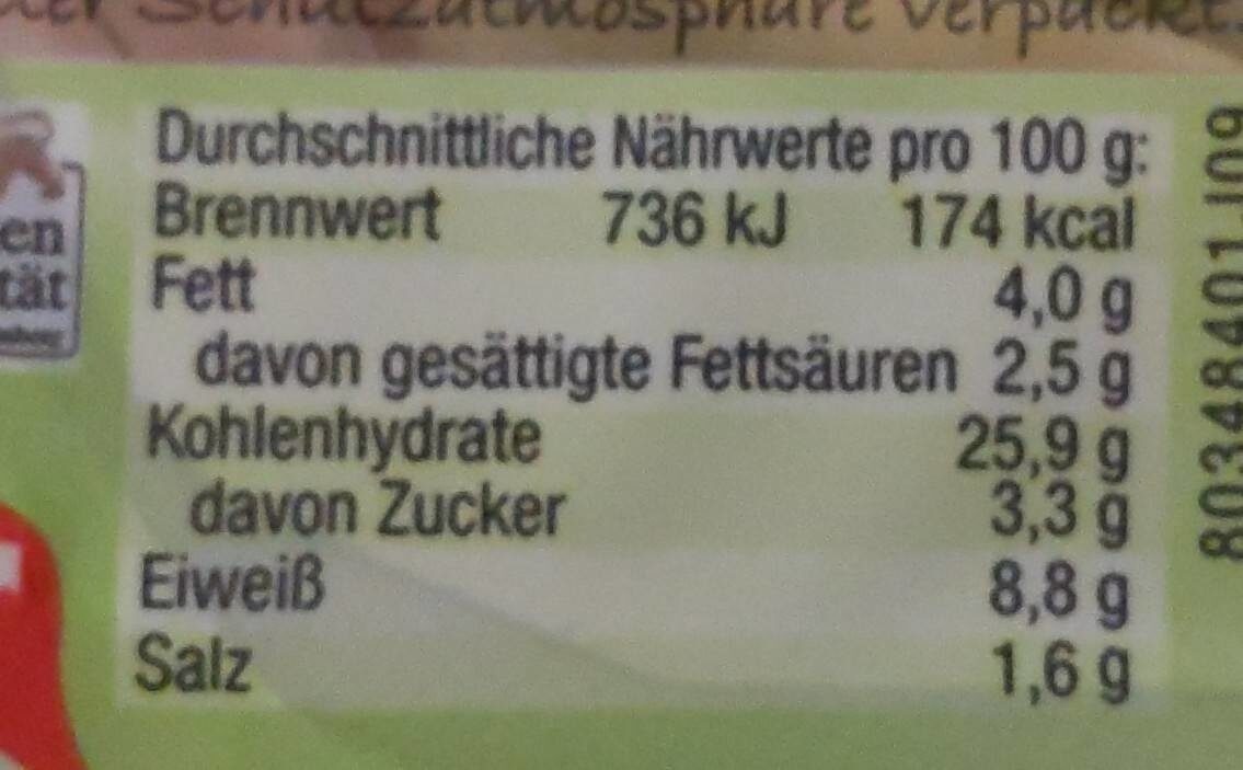 Bürger Maultaschen Frischkäse spinat, 340 g - Nutrition facts - de