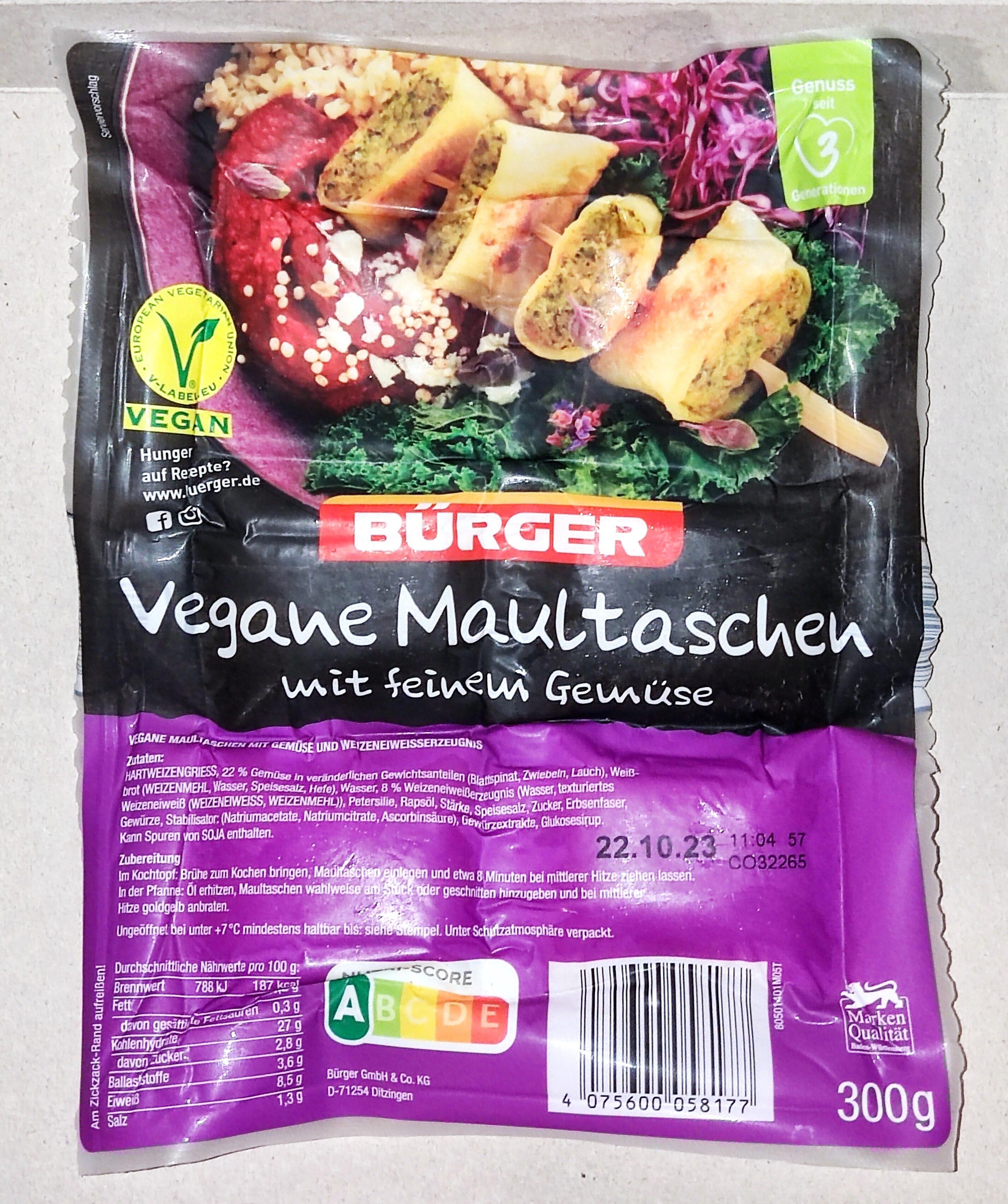 Vegane Maultaschen mit feinem Gemüse - Product - de