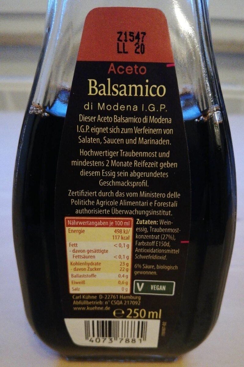 Balsamico - Informació nutricional - de