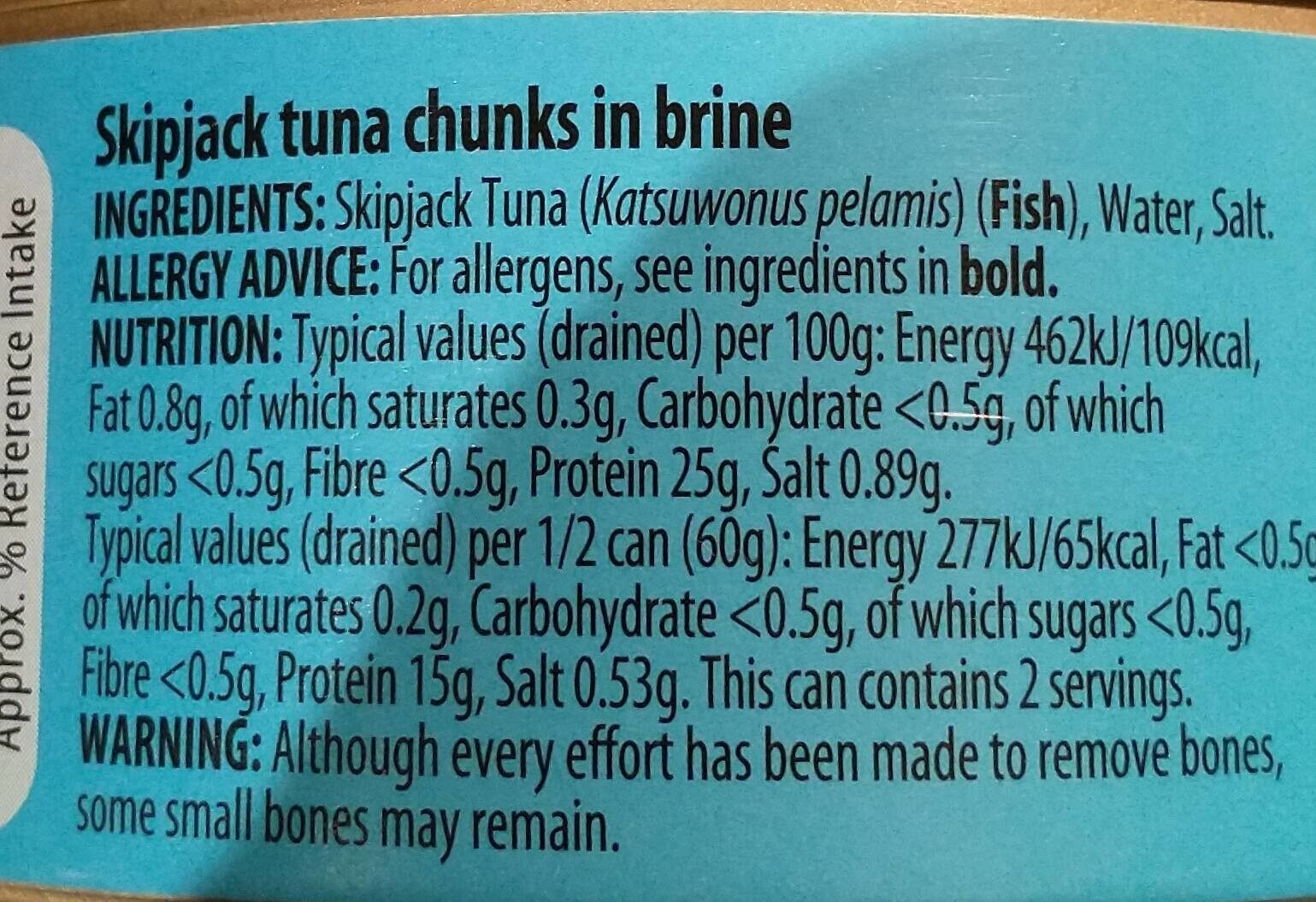 Tuna chunks in brine - Nutrition facts