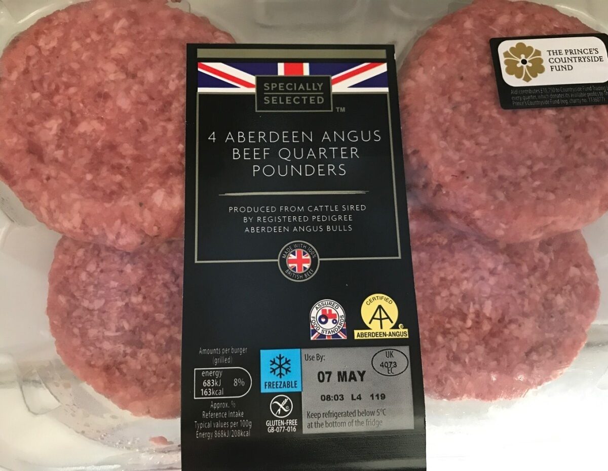 4 aberdeen angus beef quarter pounders - Product