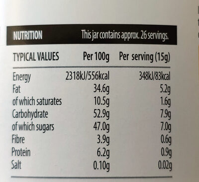 Hazelnut Chocolate Spread - Nutrition facts