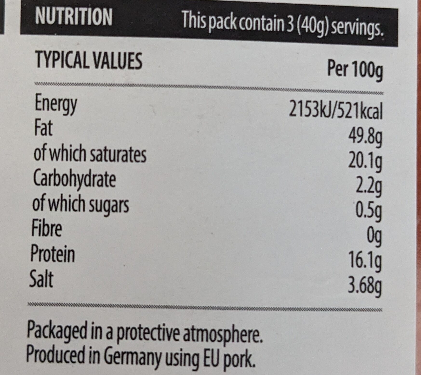Mild Pepperoni - Nutrition facts