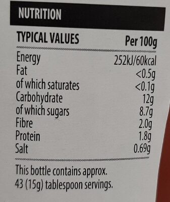 Tomato ketchup 50% less sugar and salt - Nutrition facts