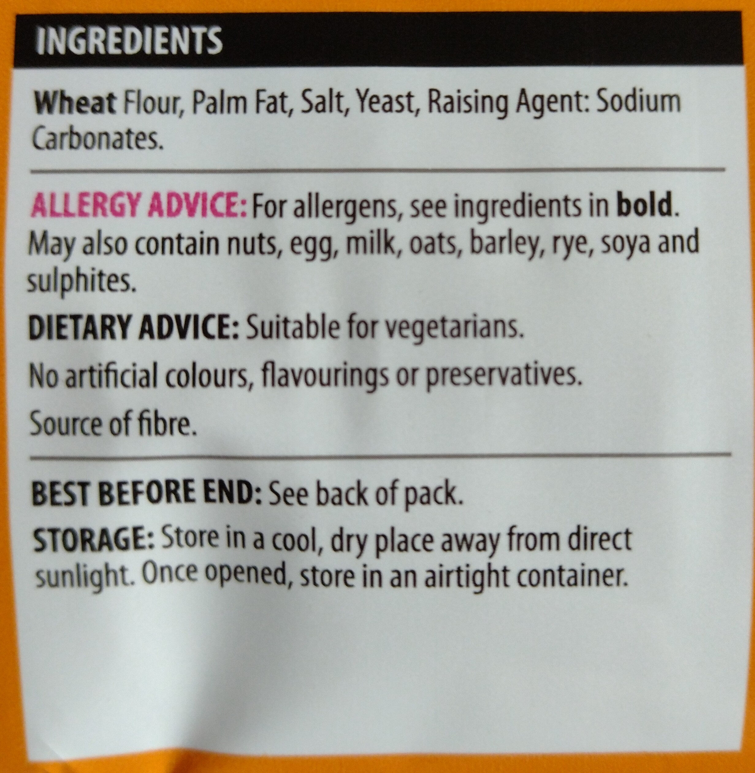 Cream Crackers - Ingredients