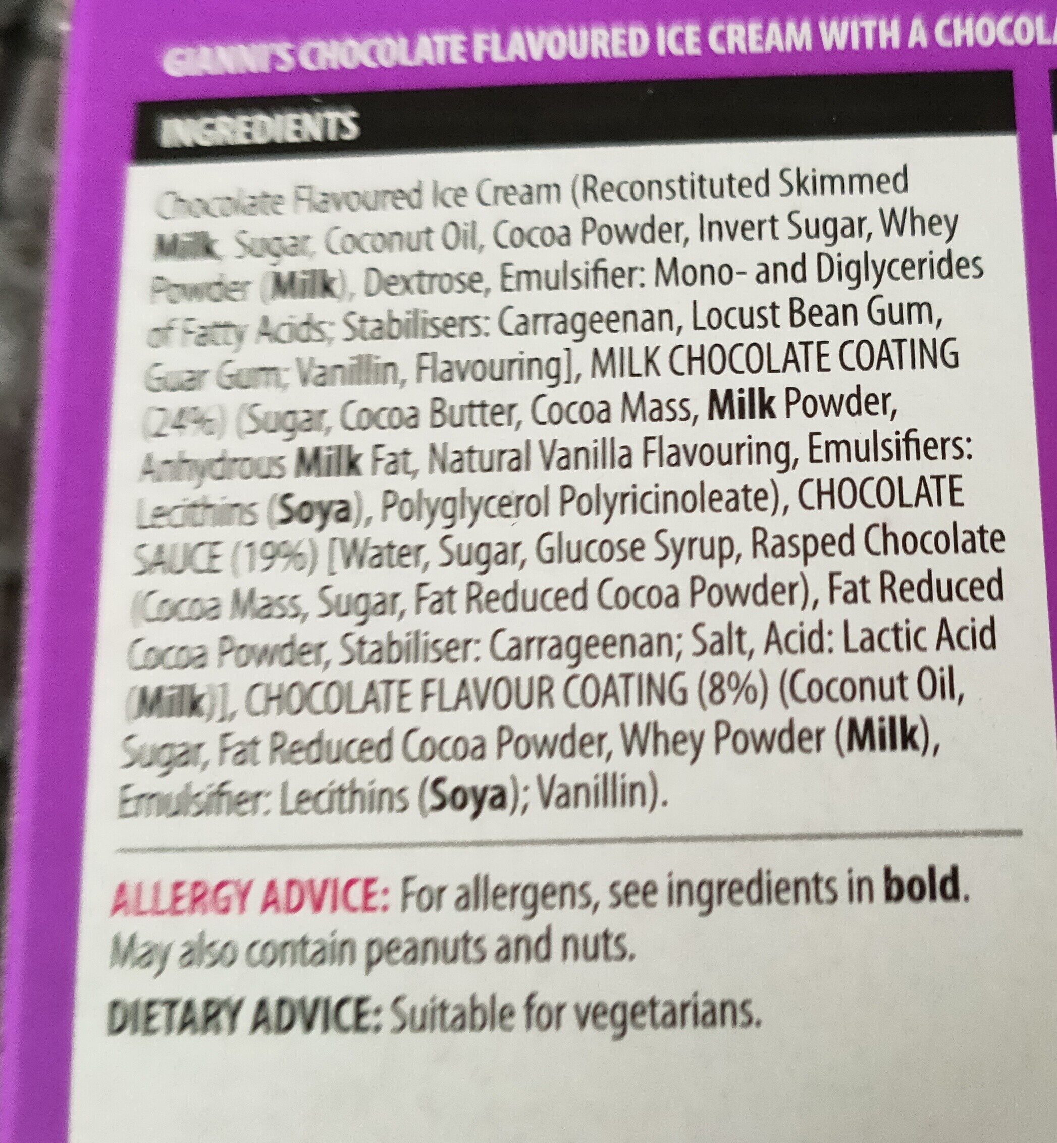 g double chocolate - Ingredients