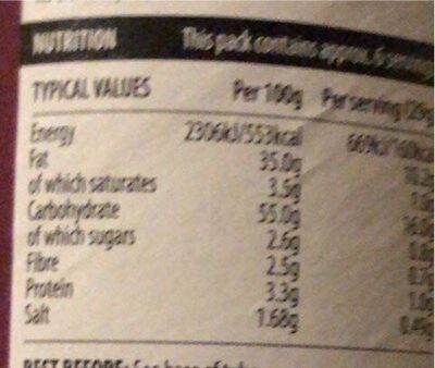 Snackrite BBQ - Nutrition facts