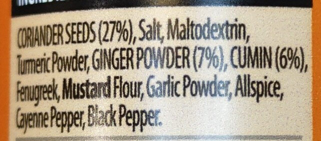 Medium curry powder - Ingredients