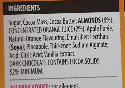 Orange and almond chocolate - Ingredients