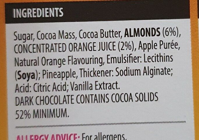 Orange and almond chocolate - Ingredients - en