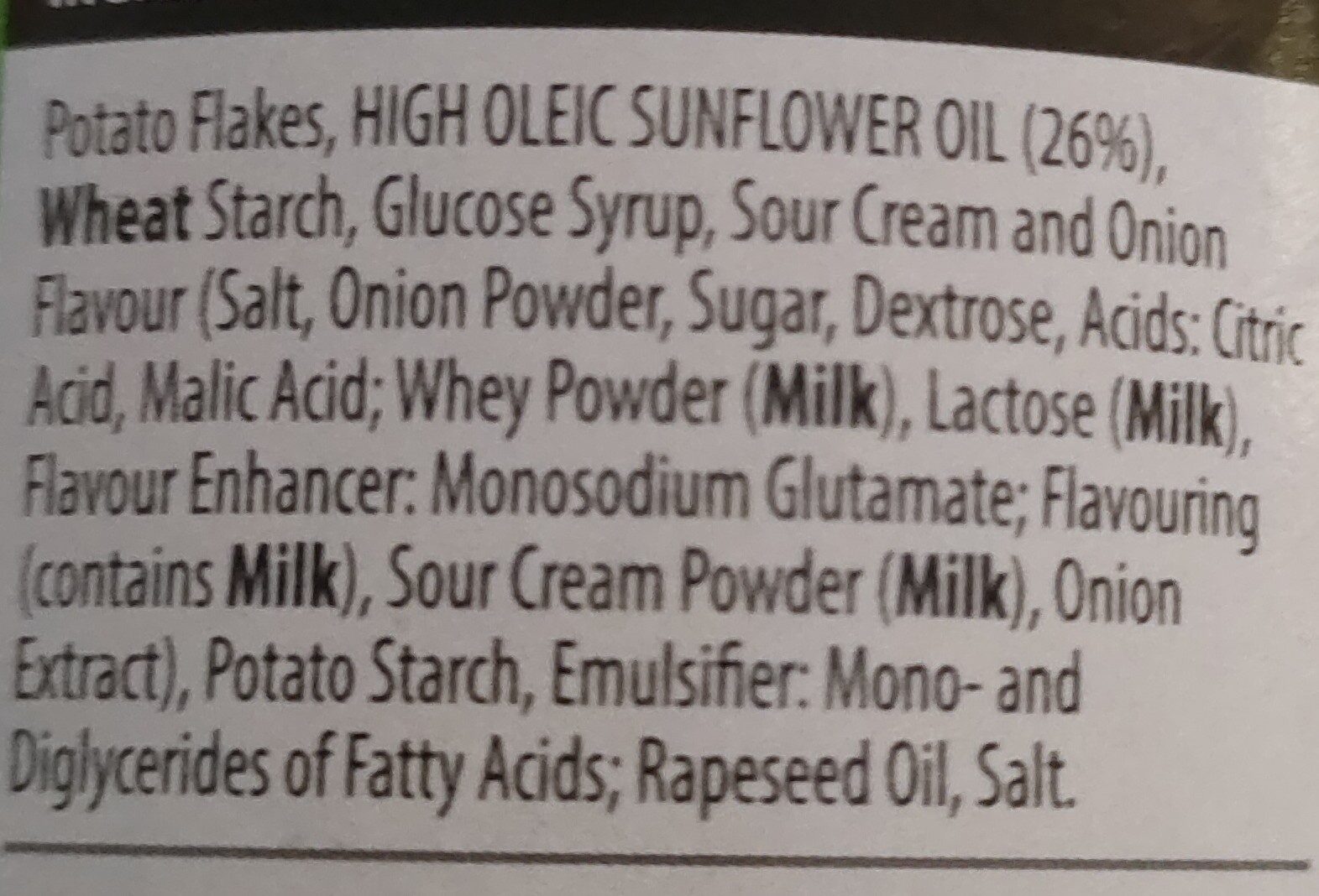 Sour Cream & Onion - Zutaten - en