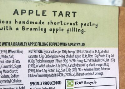 apple tart - Nutrition facts