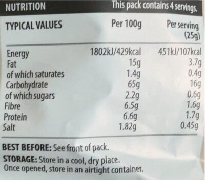 Pop outs - Nutrition facts