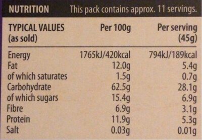 Very berry granola - Nutrition facts