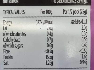 Garlic, Chilli and Coriander King Prawns - Nutrition facts