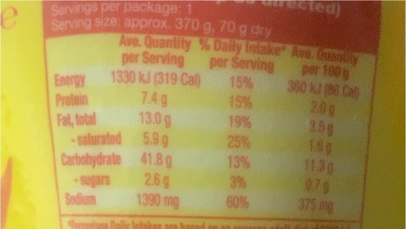 Instant Cup Prawn & Chicken Noodles - Nutrition facts