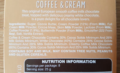 Coffee and Cream Choclate - Ingredients