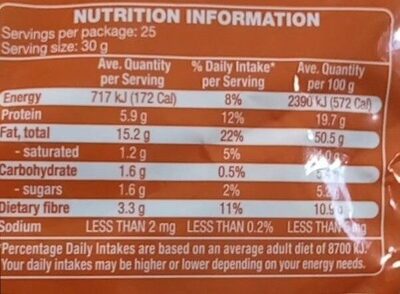 Australian Almonds Natural - Nutrition facts