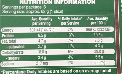 Supreme family pizza - Nutrition facts