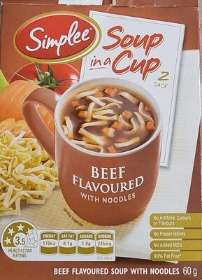 Simplee Soup in a Cup Beef Flavoured w Noodles - Product