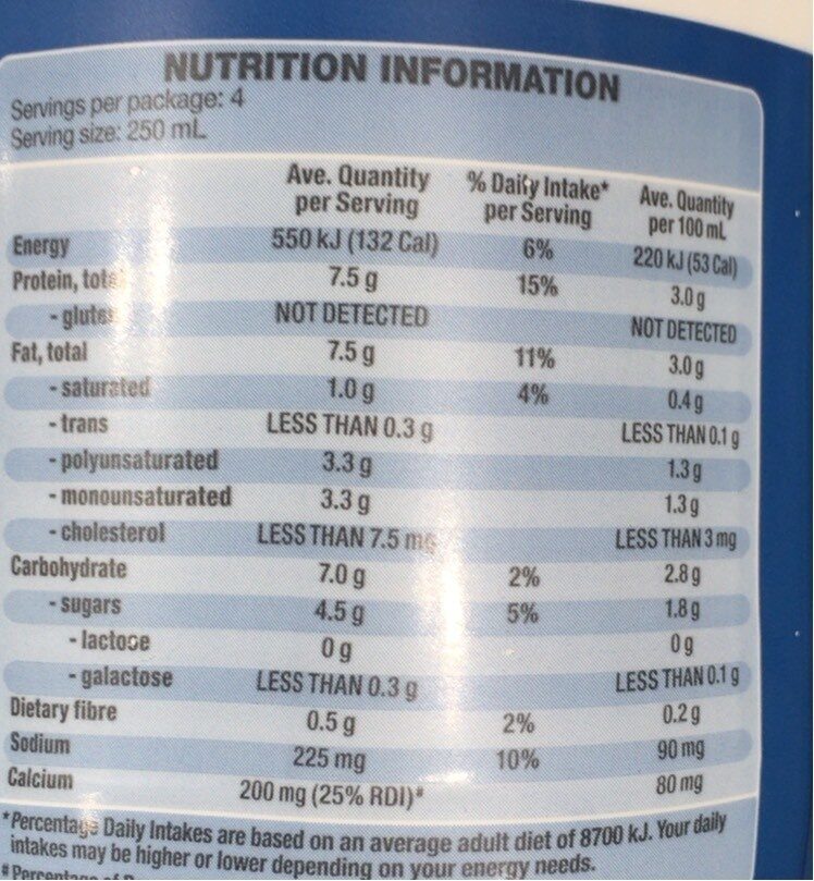 Regular Soy Milk - Nutrition facts