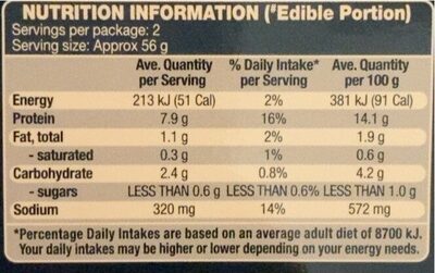 Cooked Whole Mussels - Nutrition facts
