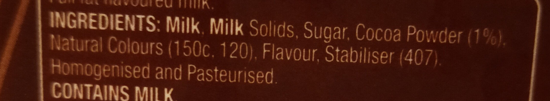 Chocolate milk - Ingredients