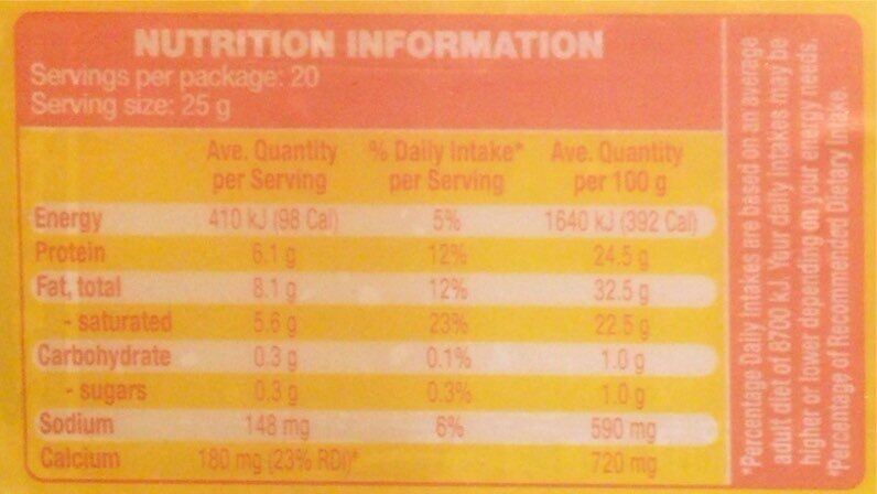 COLBY Cheese Block - Nutrition facts