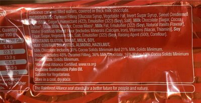 Caramel wafer bars - Nutrition facts