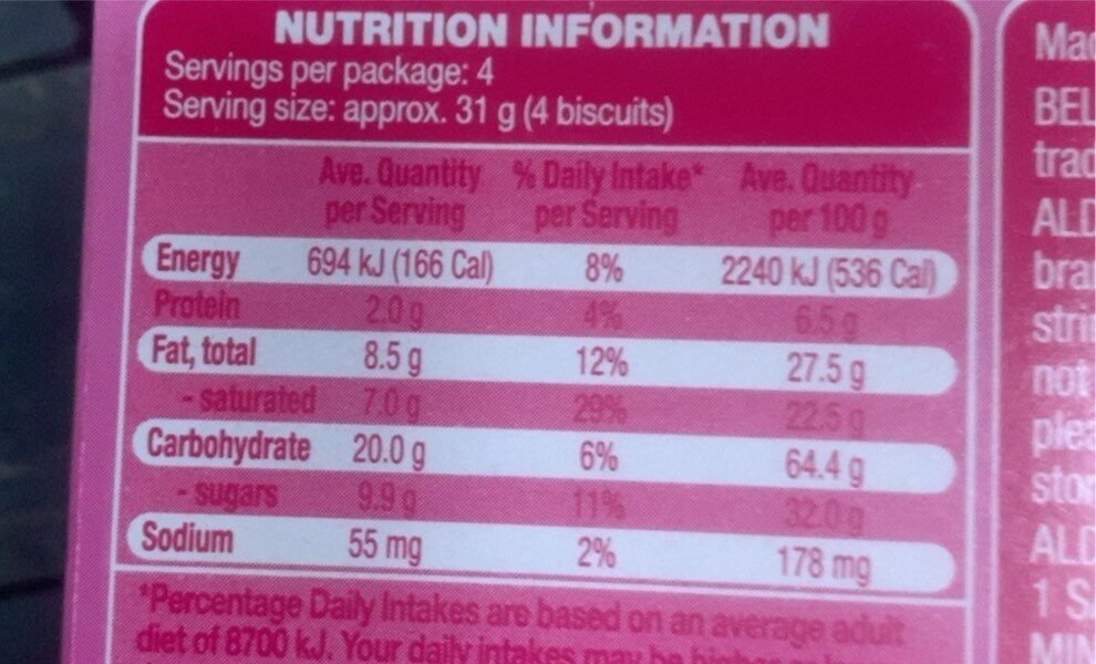 Creme wafers - Nutrition facts