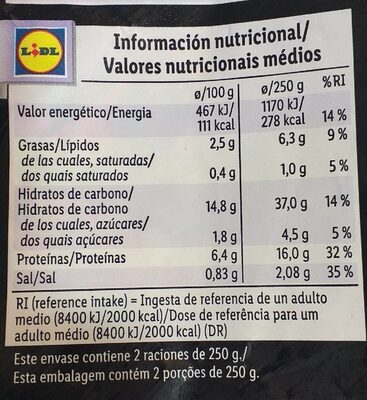 Bami goreng - Nutrition facts - es