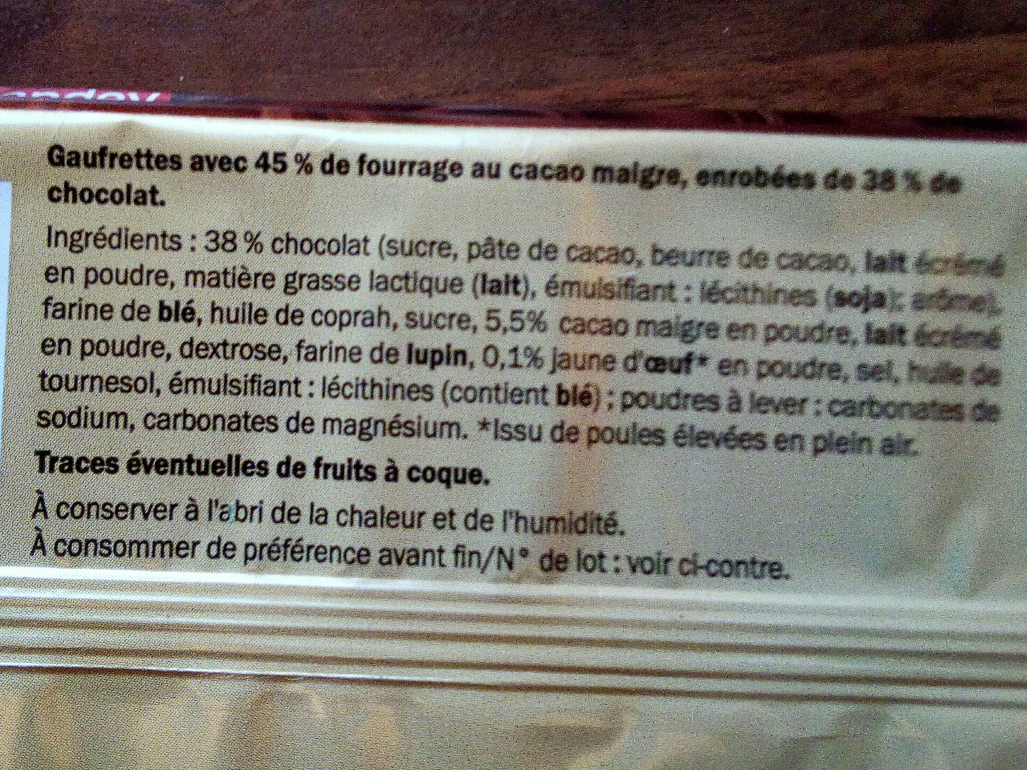 gaufrettes enrobées de chocolat - Ingrédients