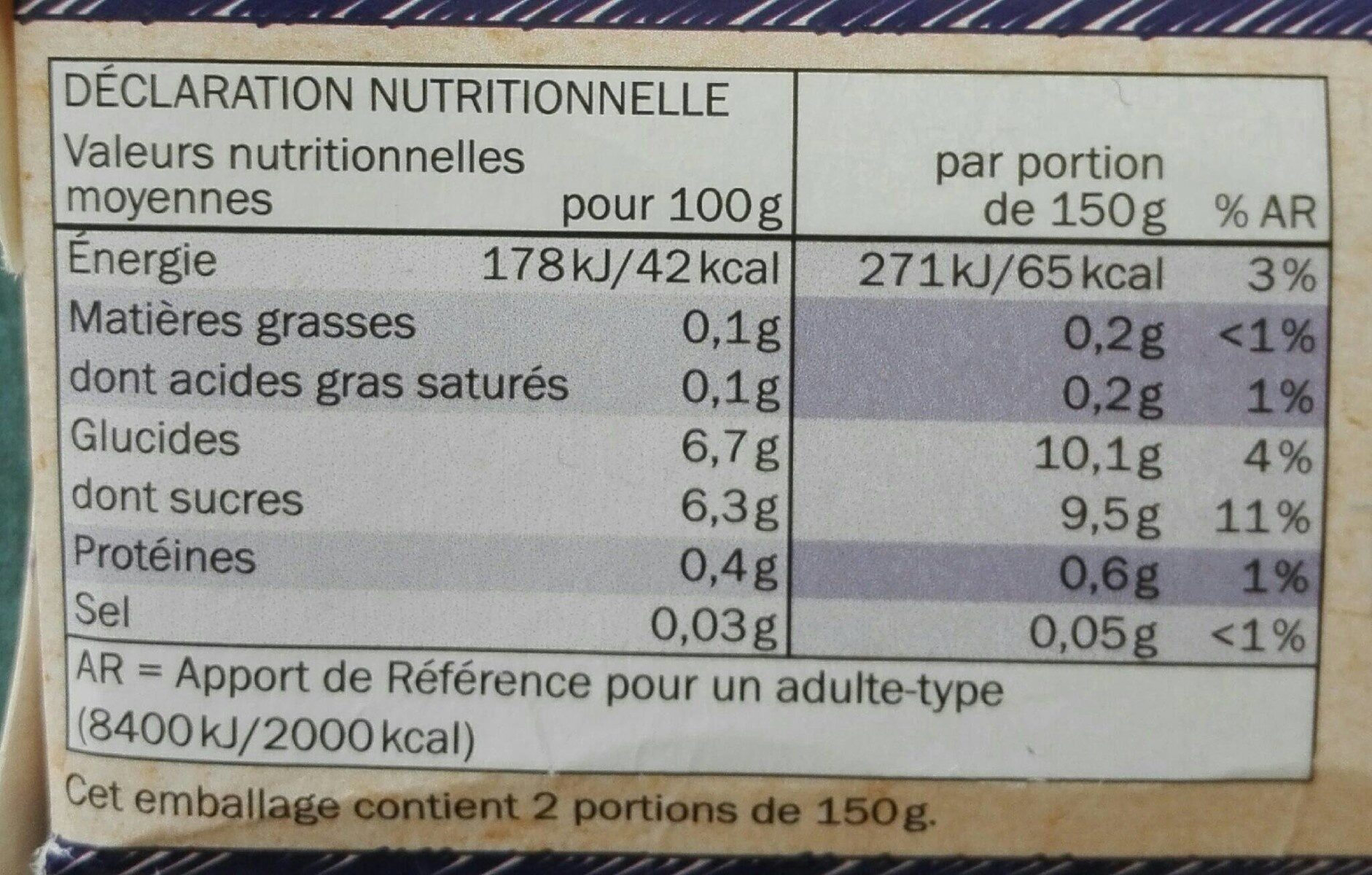 Myrtille biologique surgelées - Nutrition facts - fr
