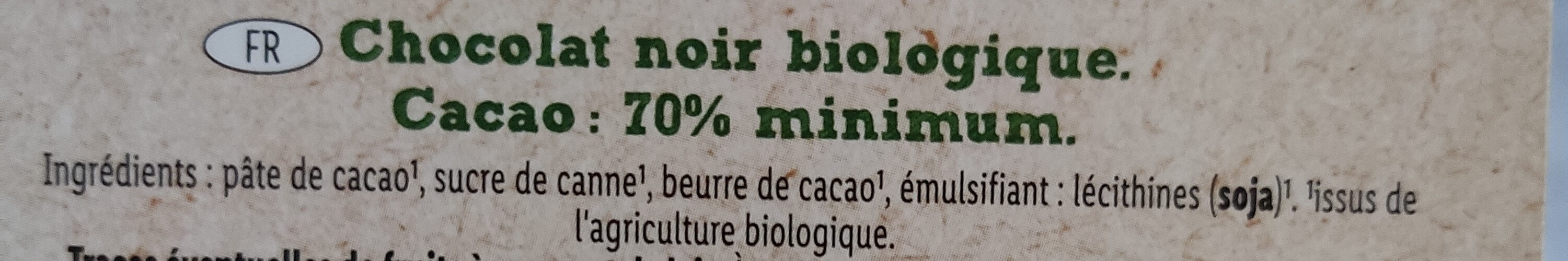 Bio-Bitterschokolade 70% - Ingrédients