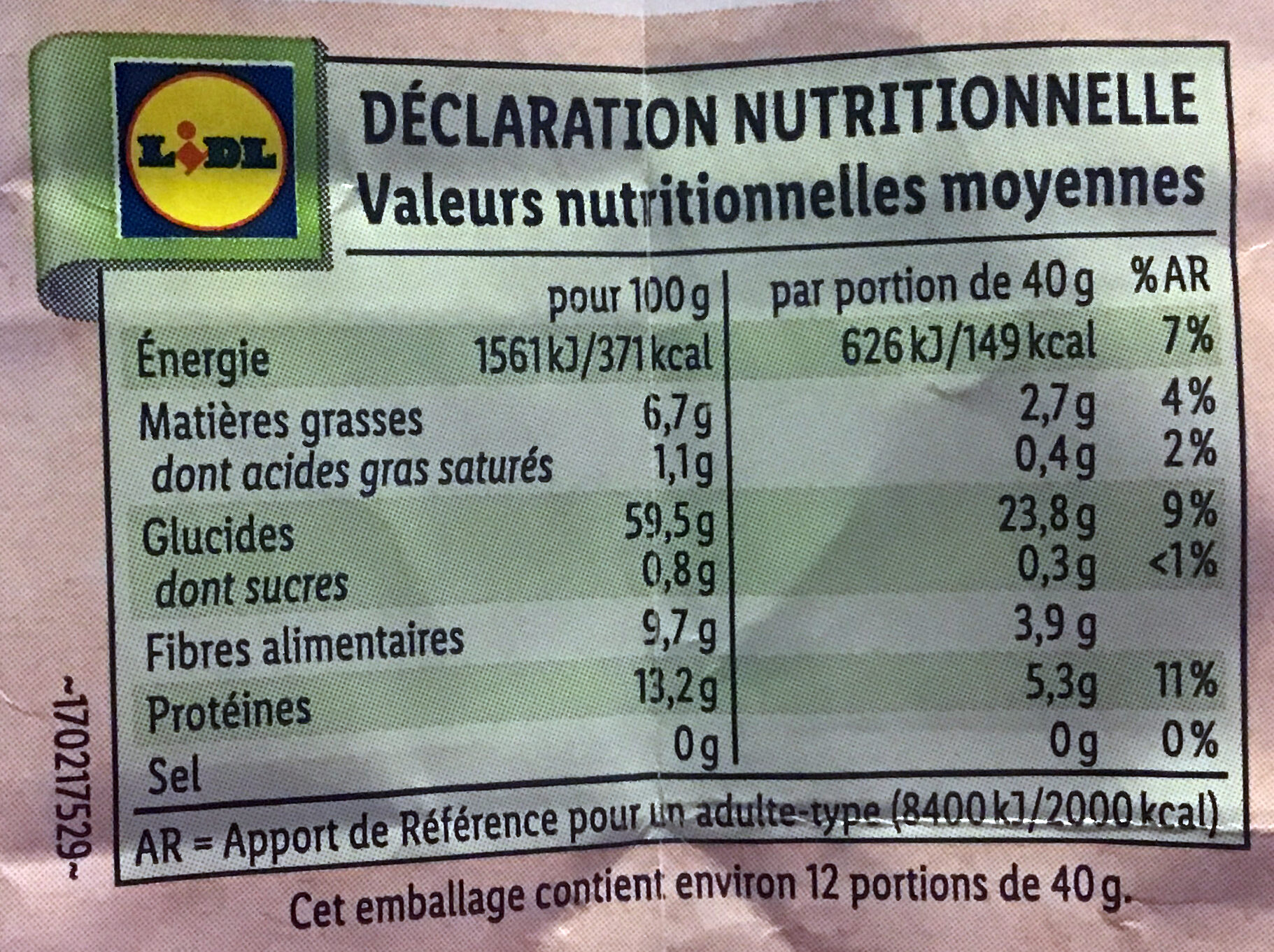 Flocons d'avoine complète - Valori nutrizionali - fr