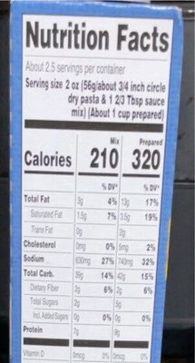 Pasta entrees Parmesan cheese - Nutrition facts