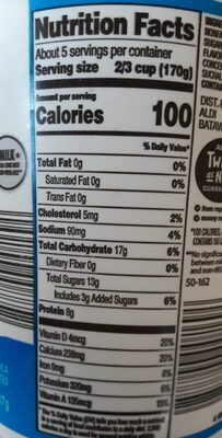 Light Nonfat Yogurt - Nutrition facts