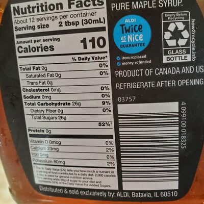 Maple syrup - Ingredients