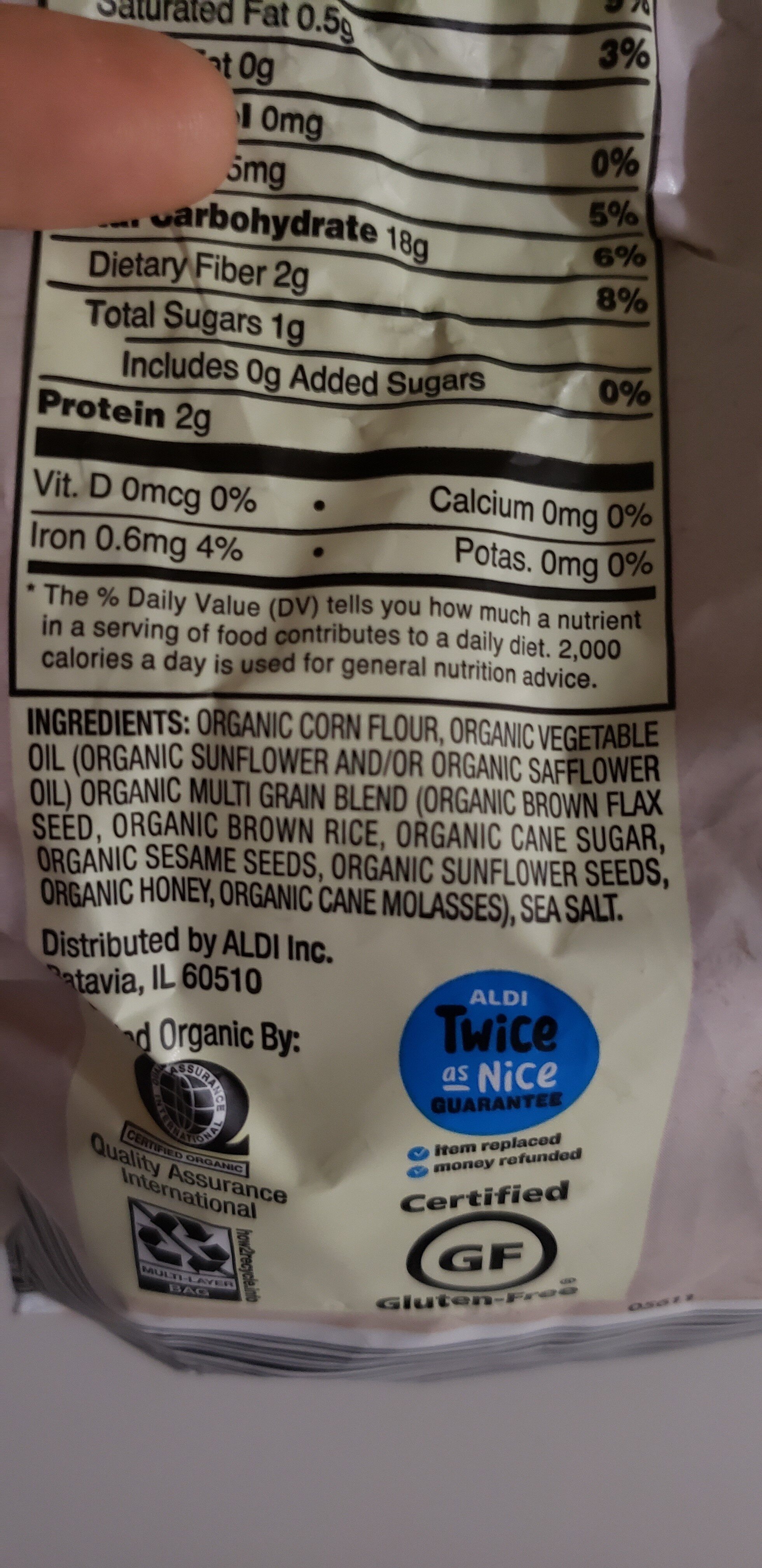 Organic Multi Grain Tortilla Chips - Ingredients