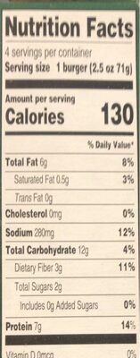 Black bean chipotle burger - Nutrition facts