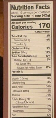 cocoa cereal - Nutrition facts