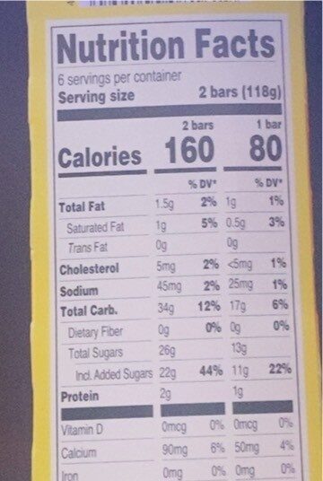 Orange Ice cream Bars - Nutrition facts