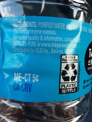 Purified Water minerals added for tasted - Nutrition facts