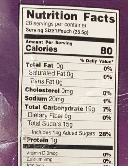 Fruit Snacks - Nutrition facts